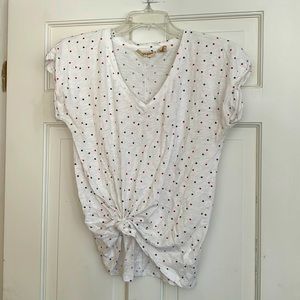 White T-shirt with Red and Blue Stars. Size Medium.